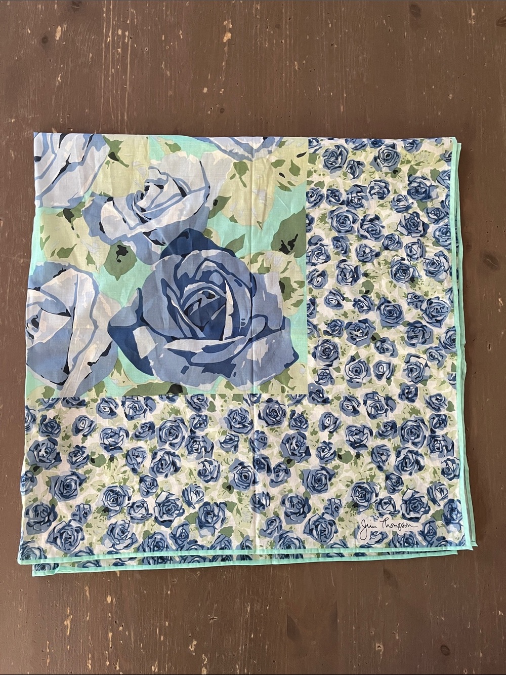 Jim Thompson Vintage Blue Floral Scarf